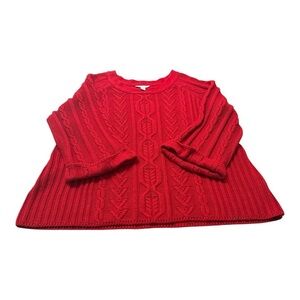 Coldwater Creek Vibrant Red Cable Knit Sweater